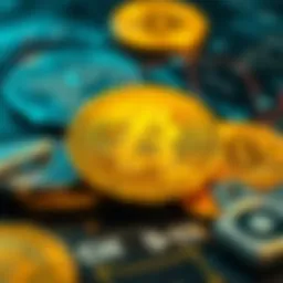 Conceptual illustration of cryptocurrency transactions
